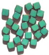25 9x8x3mm Opaque Turquoise with Bronze Edge Windows